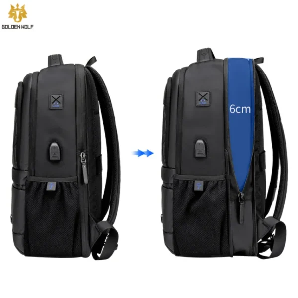 Waterproof business backpack USB charge_Black - Image 2
