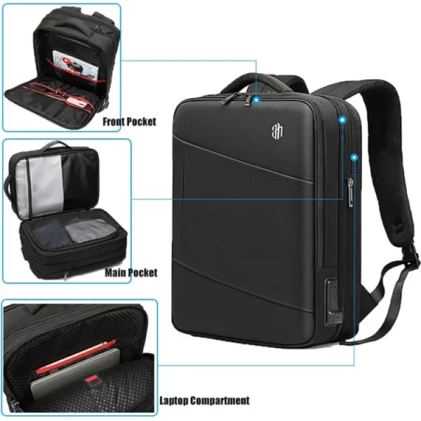 Men's travel backpack with USB charging - Image 4