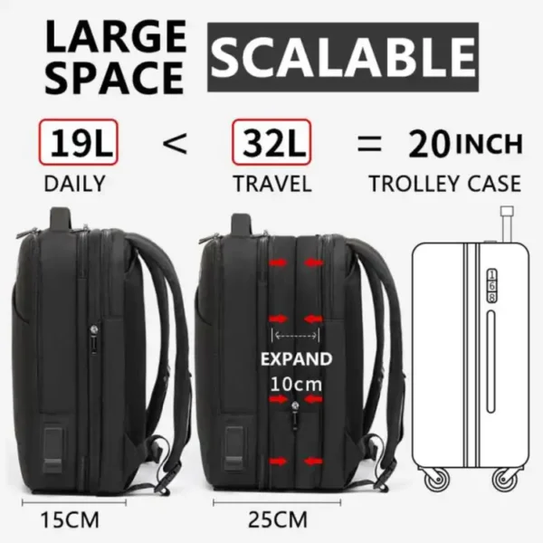 Men's travel backpack with USB charging - Image 3