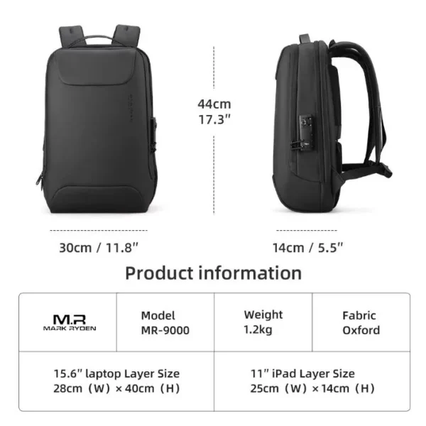 Mark Ryden COMPILO MR9000 Premium Digital Lock Laptop Backpack - Image 7