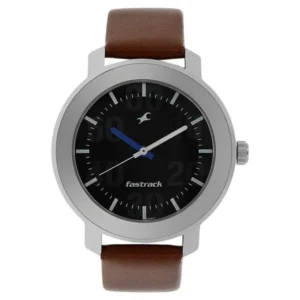 Fastrack 3121SL01 Quartz Analog Black Dial Leather Strap Watch