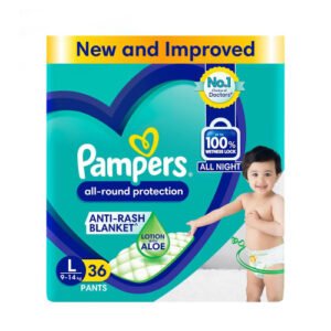 Pampers All Round Protection Pants – Large 9-14kg, 36 Pcs | Made in India