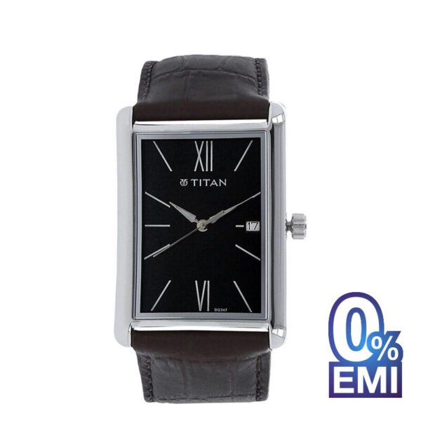 Titan Urban Chic Modernist Black Dial Leather Strap Men's Watch (1731SL01)