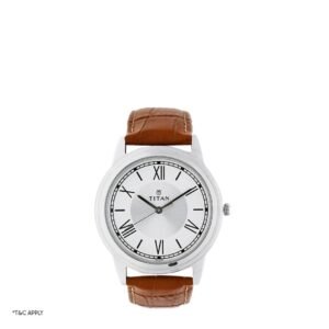 Titan Karishma Analog Silver Dial Leather Strap Men's Watch (1735SL01)