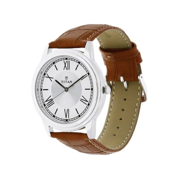 Titan Karishma Analog Silver Dial Leather Strap Men's Watch (1735SL01) - Image 3