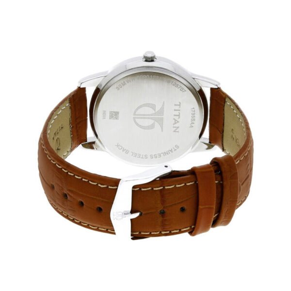 Titan Karishma Analog Silver Dial Leather Strap Men's Watch (1735SL01) - Image 2