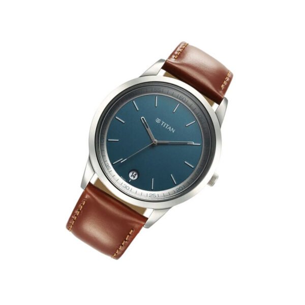 Titan Wrist Wit Quartz Analog Blue Dial Leather Strap Men's Watch (1806SL12) - Image 3