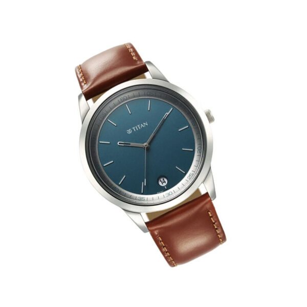 Titan Wrist Wit Quartz Analog Blue Dial Leather Strap Men's Watch (1806SL12) - Image 2