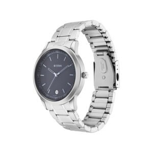 Titan Timeless Style Refined Black Dial Metal Strap Men's Watch (1806SM02)