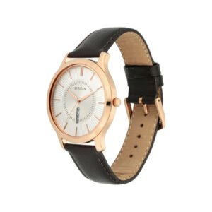 Titan Lagan Analog White Dial Leather Strap Men's Watch (1845WL01)