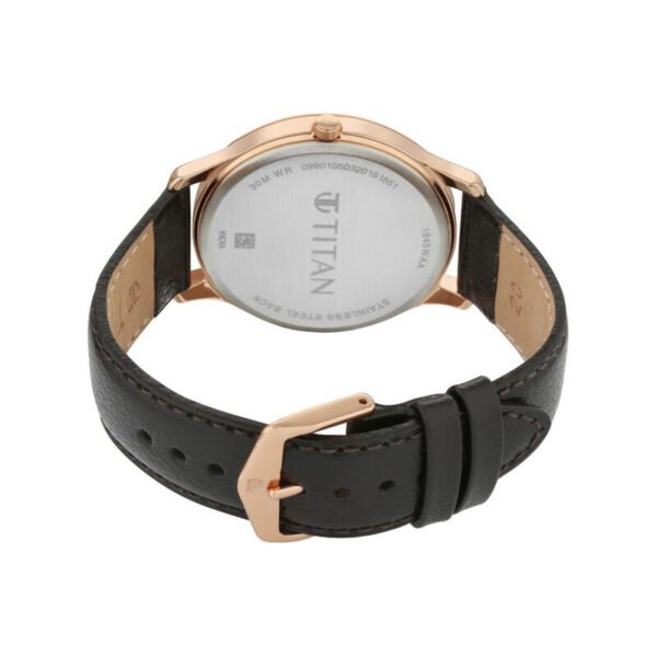 Titan Lagan Analog White Dial Leather Strap Men's Watch (1845WL01) - Image 2