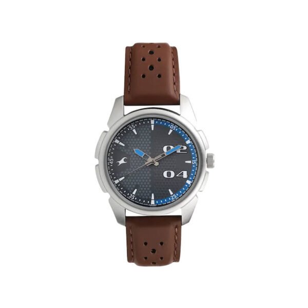 Fastrack 3124SL06 Loopholes Grey Dial Leather Strap Watch for Men