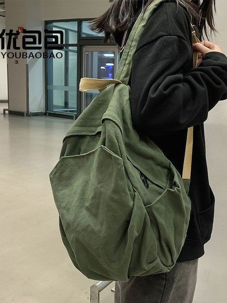Niche Canvas Schoolbag New Large-Capacity Backpack for Junior High School and College Students Backpack Simple Retro Travel Bag - Image 3