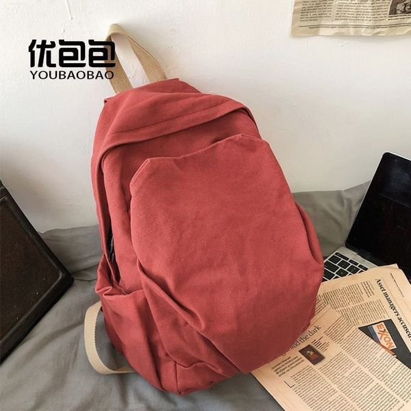 Niche Canvas Schoolbag New Large-Capacity Backpack for Junior High School and College Students Backpack Simple Retro Travel Bag - Image 2