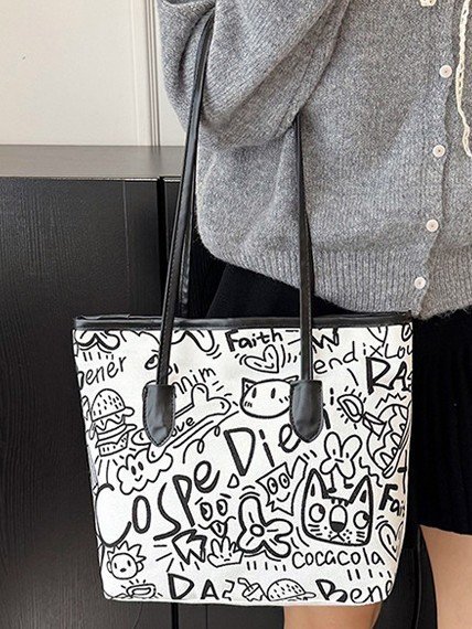 Canvas Bag Printed Shoulder Bag Women's Tote Bag - Image 4
