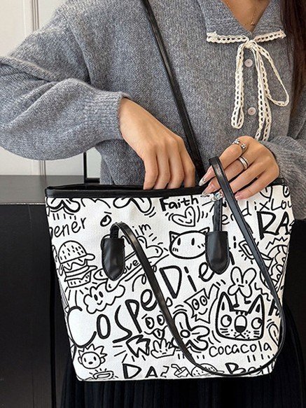 Canvas Bag Printed Shoulder Bag Women's Tote Bag - Image 3